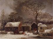 George Henry Durrie Winter Scene in New Haven,Connecticut oil painting artist